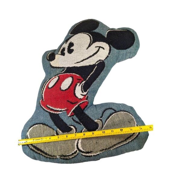 Vintage Disney Mickey Mouse Shaped Tapestry Throw Accent Pillow Cushion 20" READ - Picture 6 of 6